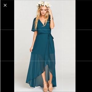 Show Me Your MuMu Sophia Wrap Dress in deep jade